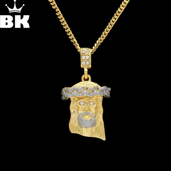 

pendant necklaces mens gold iced out jesus piece charm golden chain bling pendants jewelry rappers collier small necklace, Silver