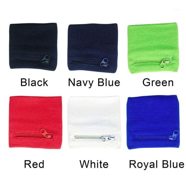 

wrist support travel sweatband running wallet key sport wristband with zipper pocket1, Black;red