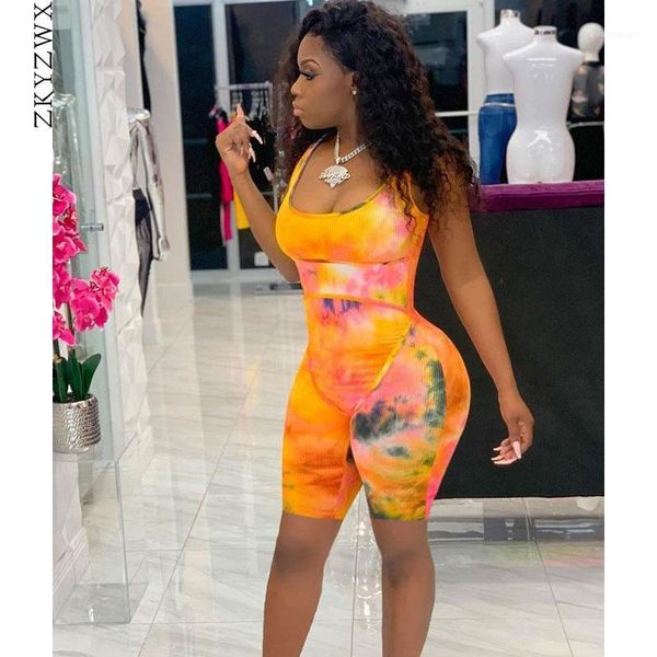 

women's jumpsuits & rompers zkyzwx tie dye playsuit 2021 summer clother one piece body suit club outfits bodycon womens jumpsuit biker, Black;white
