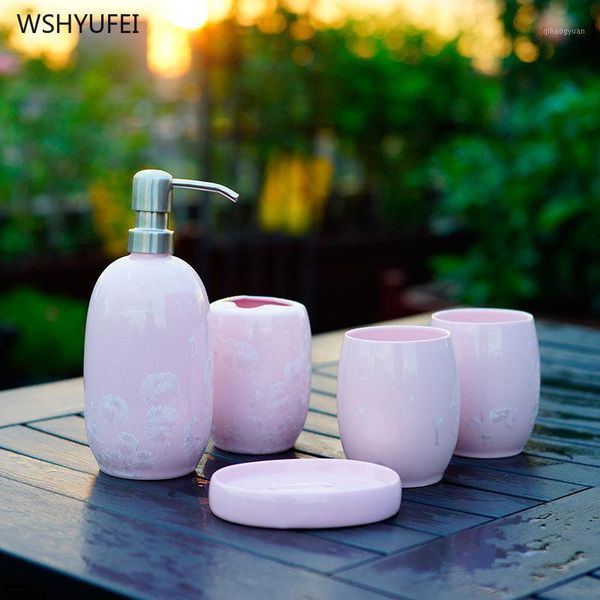 

5pcs ice flower porcelain bathroom accessories soap bottle / toothbrush holder / mouth cup soap dish decoration christmas gift1