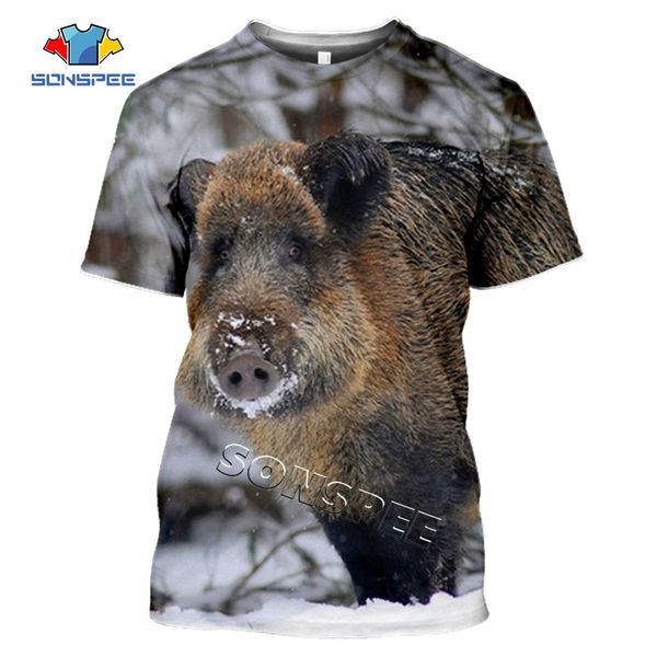 

summer hunting wild boar animals 3d print shirts humor kawaii graphic men clothing
