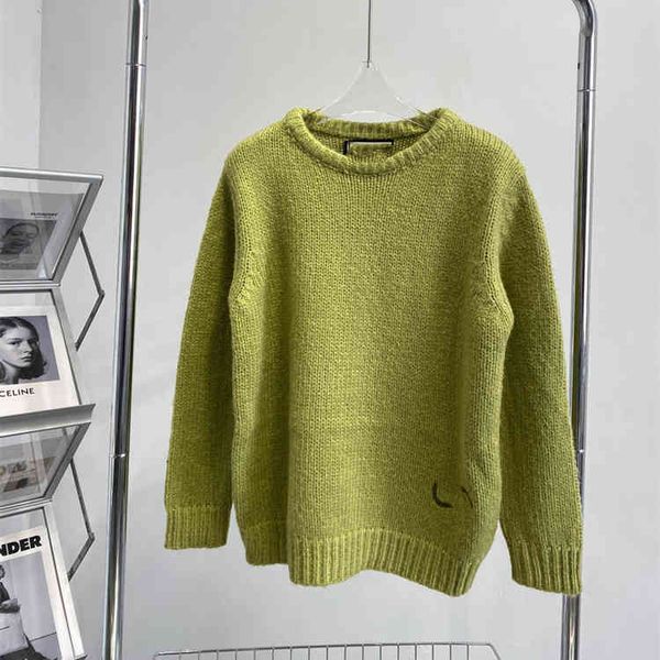 

2022 factory wholesale new high version ss round neck avocado basic loose casual knitted pullover 08171, Black