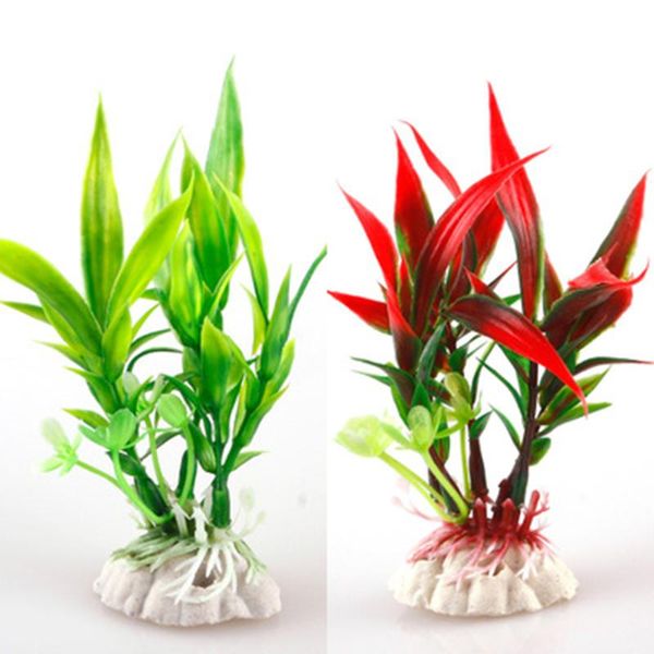 

plastic plant grass aquarium decorative simulation bamboo leaves fish tank landscape decoration 2 color