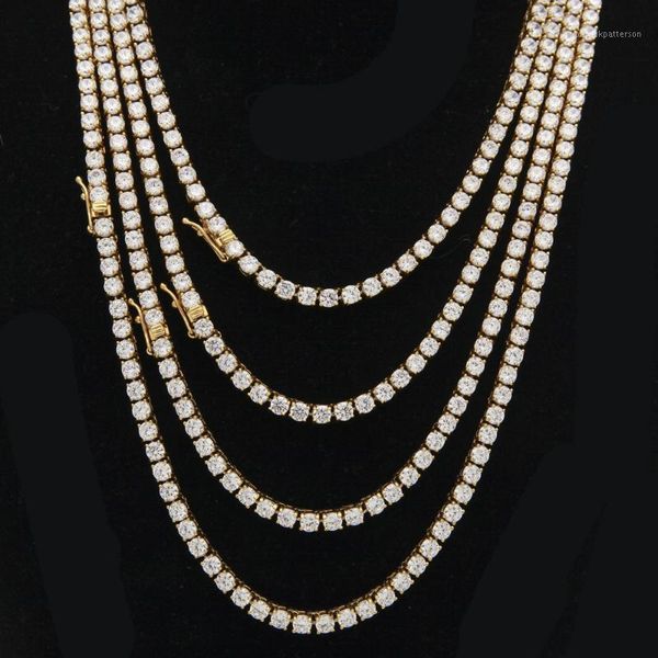 

mens zircon necklace tennis chain fashion hip hop stainless steel gold silver necklaces 18inch 20inch 22inch1, Black
