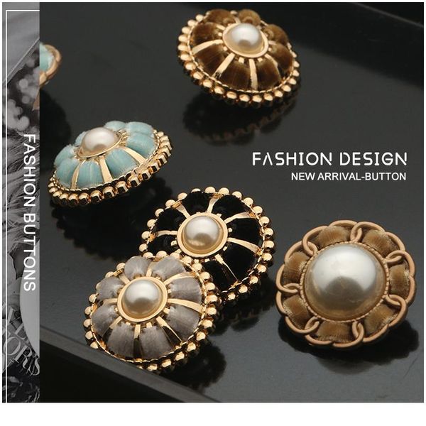 

fabric pearl craft decorative buttons for crafts clothing button needlework sewing supplies metal gold botones flower 2 bbynqt, Blike;white