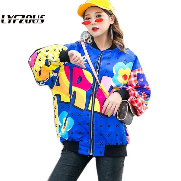 

european style 2020 woman coat spring autumn new letter print color matching long-sleeved coats fashon cartoon loose jackets, Black;brown