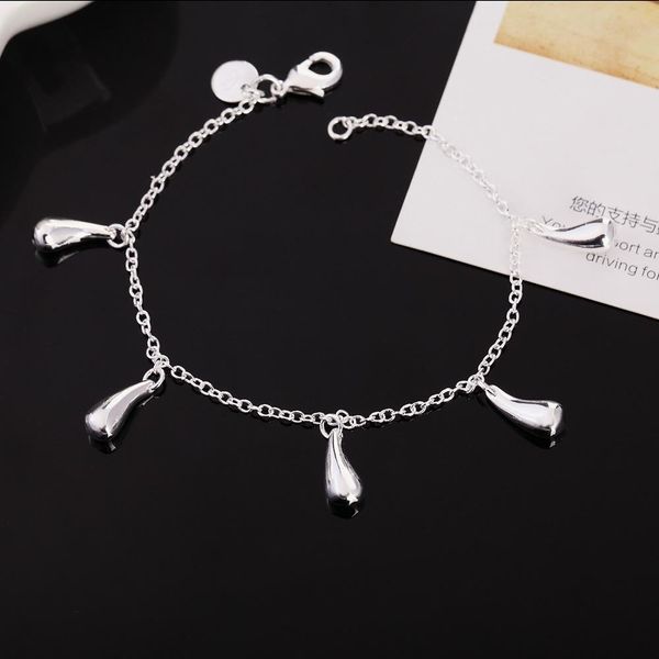 

new arrive beautiful silver bracelet noble drop pendant chain fashion wedding cute lady nice women bracelet jewelry lh019 h bbyldm, Black