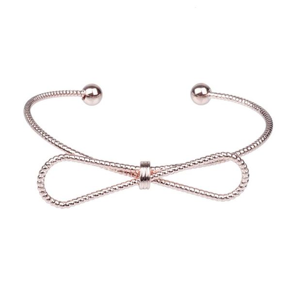 

1pc punk bow knot open bangle for women rose gold silver color fashion beads bracelet & bangle jewelry gifts, Black