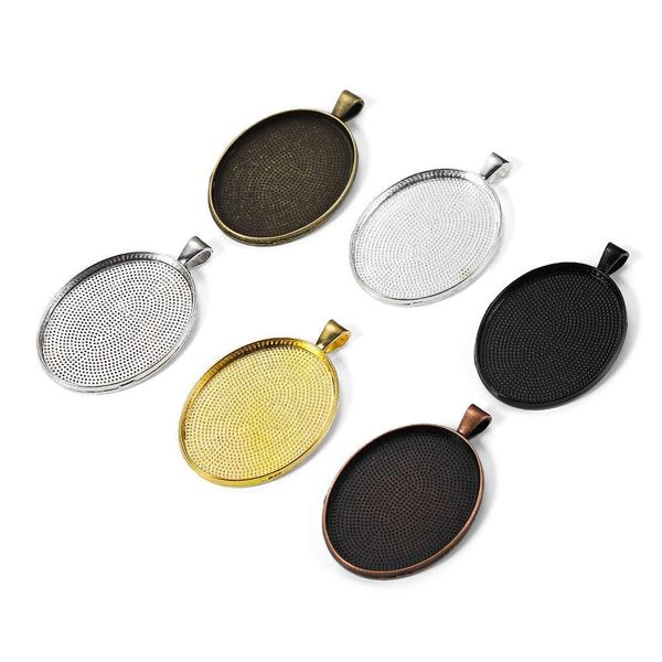 

5pcs/lot inner size 30*40mm gold pendant blank settings cabochon base cameo for diy jewelry making supplies accessories q bbyzmm, Black