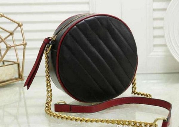 

2020 fashion small round bag women's shoulder bag funny female messenger crossbody bags for women leather retro chain zipper bag black