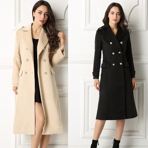 

savabien 2020 autumn winter women casual wool blend coat double breasted vintage warm woolen overcoat black women clothing1