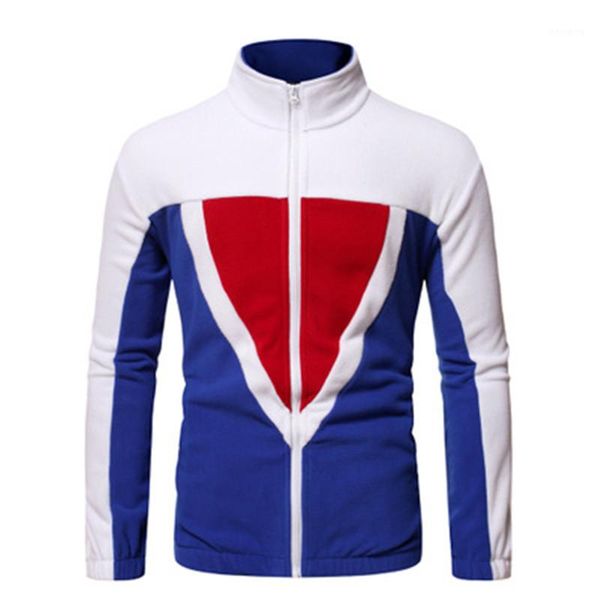 

man three-color patchwork sweatshirts fashion trend cardigan long sleeve zipper pullover designer male new loose causal sweatshirts, Black