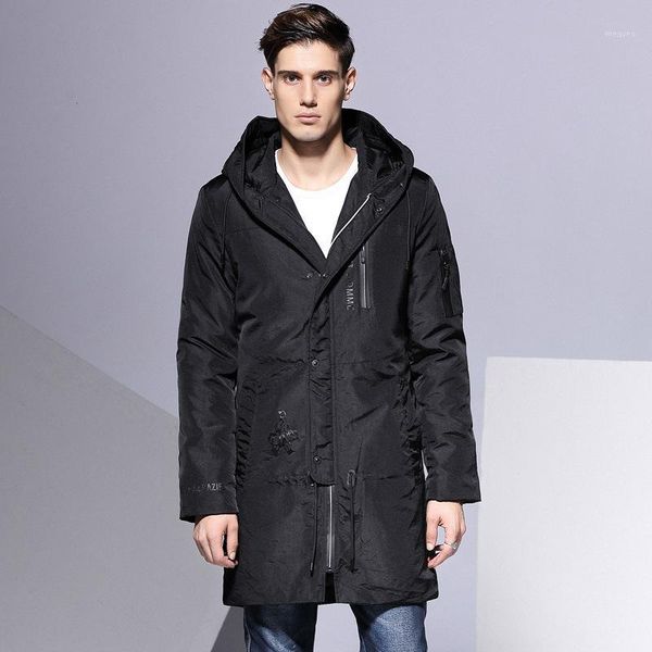 

2019 men's cotton long fund men's cotton-padded clothes will code keep warm loose coat1, Black