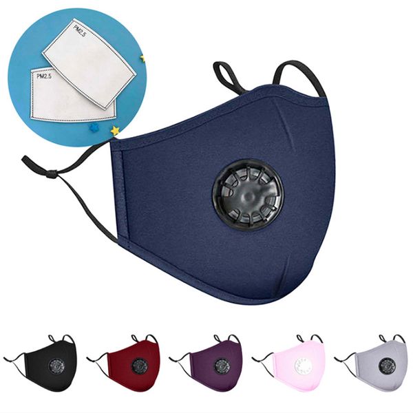 

2pcs breathing valve pm2.5 face mask replaceable with filter washable reusable respirator dustproof cotton mouth cover