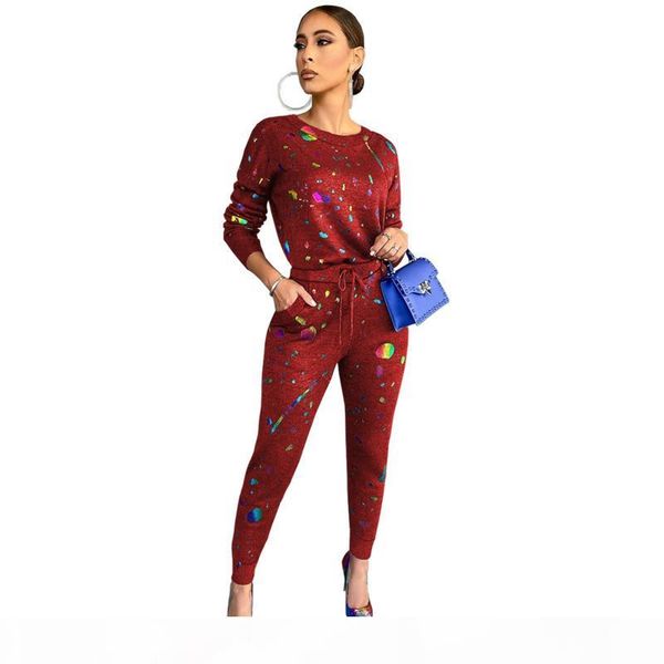 

women designers clothes 2020 tracksuit fashion printed t-shirt long sleeve pants set two piece outfits casual sportswear c06, White