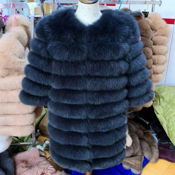

new 2020 real fox fur coat women natural real fur jackets vest winter outerwear women clothesx1019, Black