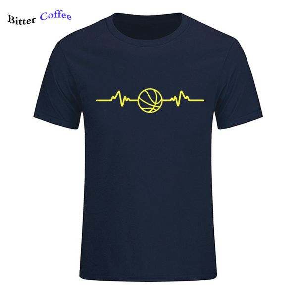 

sport new basketballer heart beat pulse t-shirt funny mens print t shirt 100% cotton short sleeve t shirt