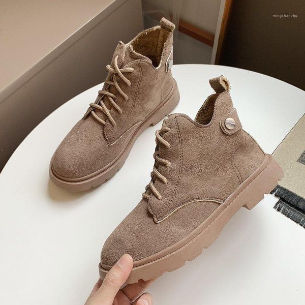 

boots women autumn winter ladies warm ankle heels shoes woman suede leather casual a8121, Black