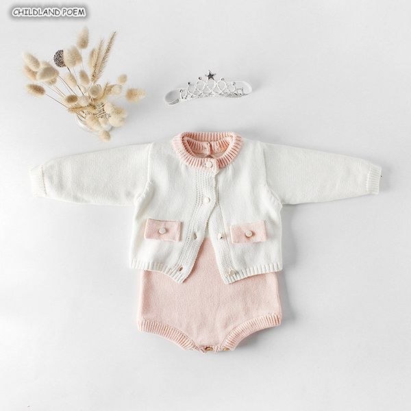 

knitted spring clothes 100% cotton princess girl romper newborn baby rompers girls jumpsuit 201029, Blue