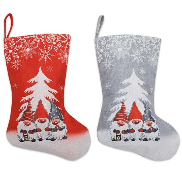

christmas stocking snowflake swedish gnome xmas socks hanging fireplace tree bag