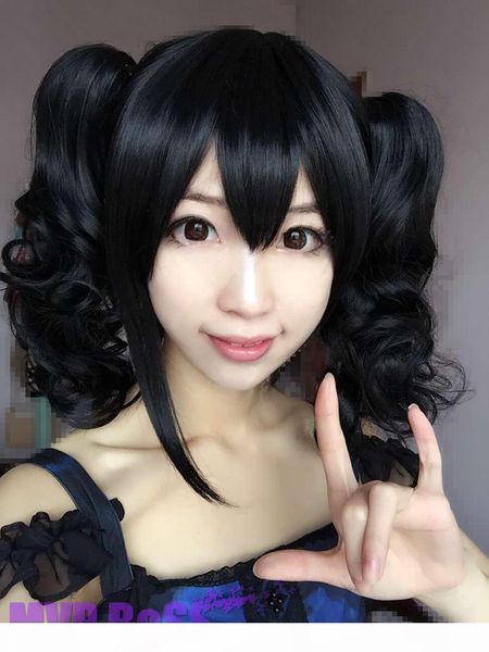 

gt;>>women love live ball wavy clip on ponytail cosplay wig, Black;brown
