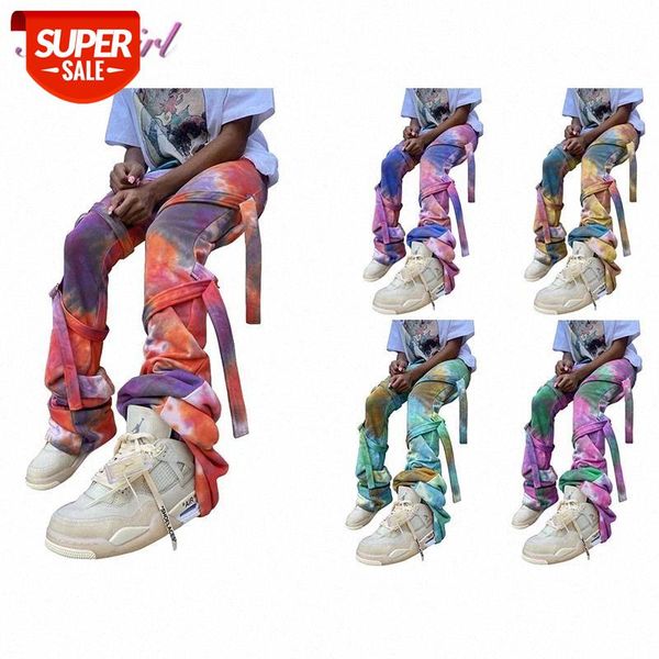 

avtivewear sweatpants casual tie dye bandage lace up bell bottom flare stacked pants women autumn leggings high waist trousers #me40, Black;white