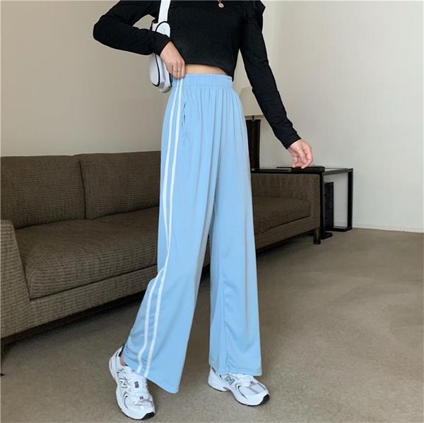 

women's pants & capris wide-leg loose-fitting waistband casual, Black;white