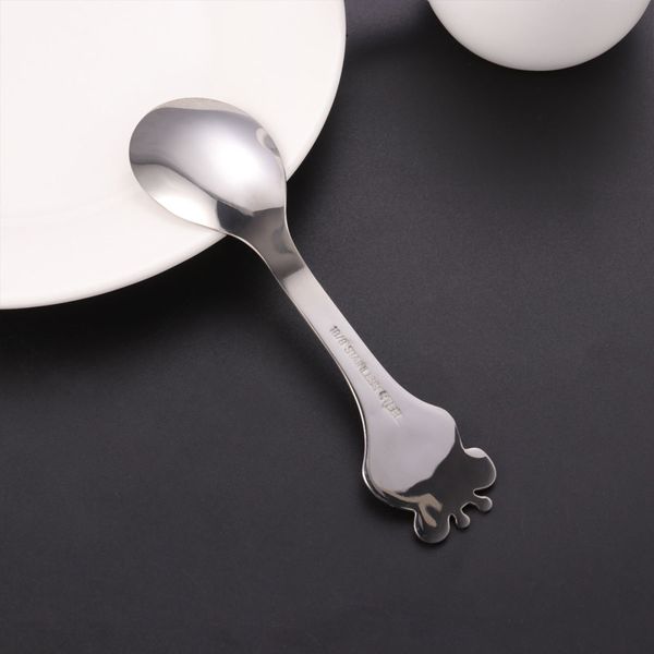 

baby cartoon cute giraffe stainless steel spoon polished soup dinner spoon tableware (golden