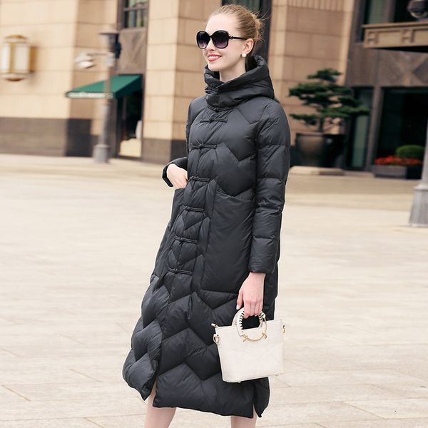 

women's winter long pen, tight and warm, big pocket white duck feather coat 2020, female snow coat, 90% hoodie