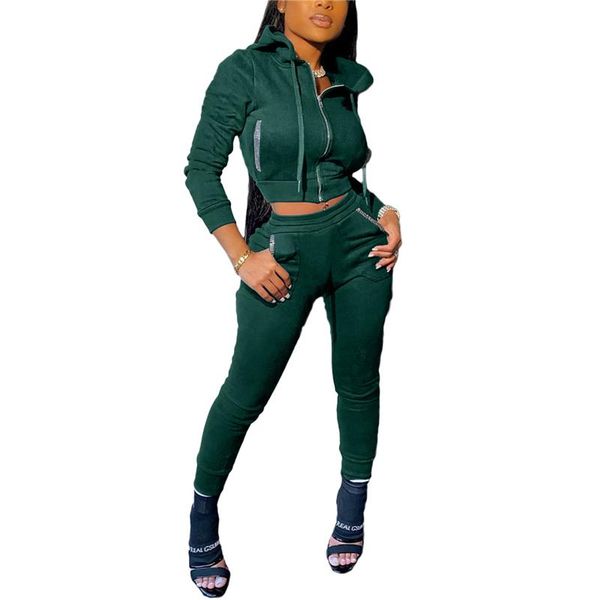 

fitness 2 two piece set women lounge wear long sleeve crop + leggings bodycon tracksuit women outfits jogging femme, Gray