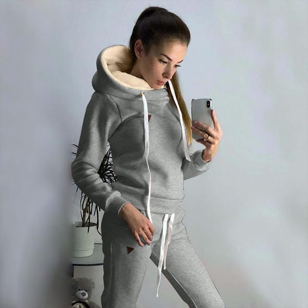 

two piece sets women spring summer fashion casual female tracksuit and pant suits harajuku girl, Gray