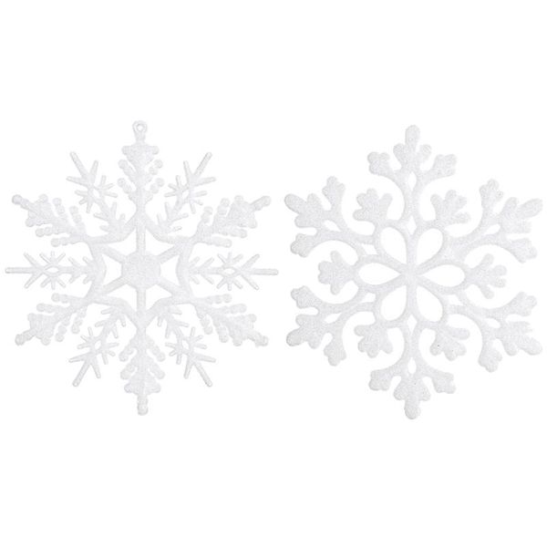 

36pcs plastic snowflake ornaments,sparkling white iridescent glitter snowflake ornaments on string hanger for decorating,craftin