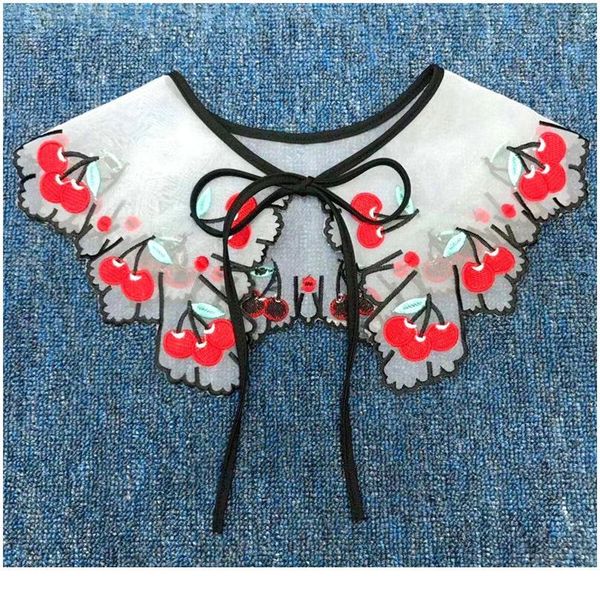 

women detachable lace fake collar blouse cloud shoulder doll collar embroidered bow false collar clothes shirt acc qylipw, Blue;red