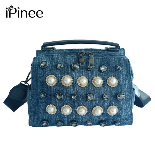 

ipinee 2020 denim women handbags luxury pearl tote bag shoulder bag crossbody bags for women sac a main