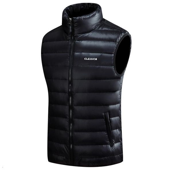 

men's down vests 4 color winter jackets waistcoat men fashion sleeveless solid zipper coat overcoat warm vests plus size s-5xl, Black;white
