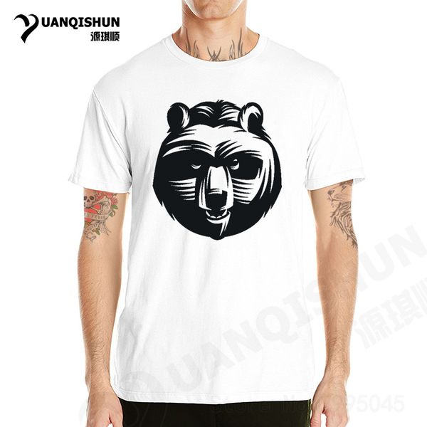

yuanqishun fashion silhouette black bear head print short sleeve large size 3xl hooded sweatshirt hoodie men t shirt