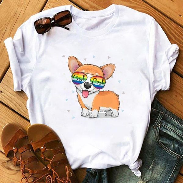 

эстетика harajuku o-hee футболка shiba inu doge print летняя новая корейская уличная одежда женщин шикарные повседневные топы тройки, White