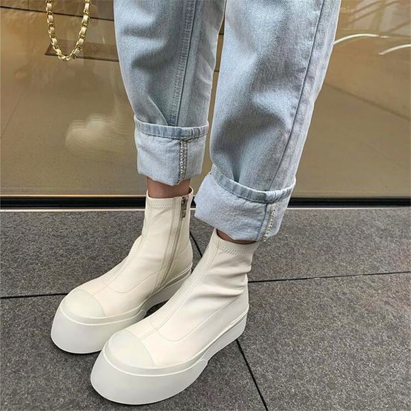 

boots fashion increase thick-soled ladies round toe black white winter
