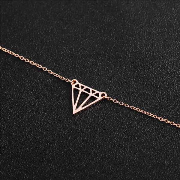 

charm bracelets flat triangle subulate bracelet cut out simple geometric polygon rhombus cone layering triangles chain for women, Golden;silver