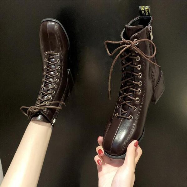 

boots boots женские сапоги женские туфли мода pu квадратный носок короткий 2021 осень новых коротких плюшевых, Black