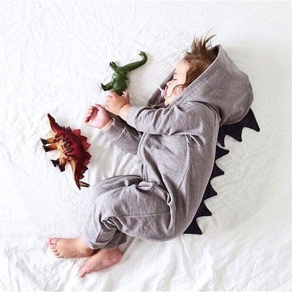 

newborn boy girl dinosaur hooded romper cute outfits infant winter onesies baby clothes y200320, Blue