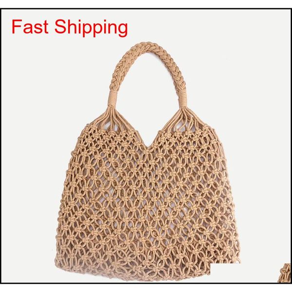 

fashion beach woven bag mesh rope weaving tie buckle reticulate hollow straw bag no lined net shoulder bag rra654 bunme