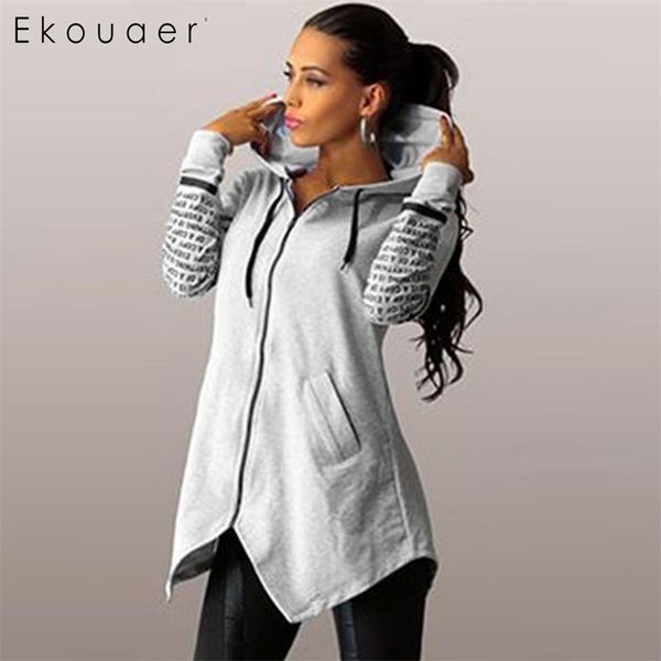 

women zipper print sweatshirts hooded asymmetric pullover sports letters hoodie irregular hem casual sport party pocket hoodie y200915, Black