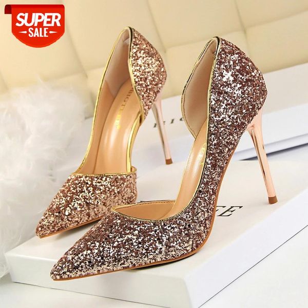 

shoes sequin cloth women pumps pointed high heels women shoes gold silver wedding heels party stiletto #wn03, Black