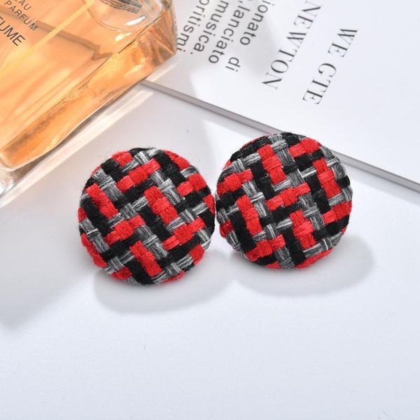 

mestilo vintage geometric oval big round circle stud earrings for women statement cloth earrings fabric jewelry decoration, Golden;silver
