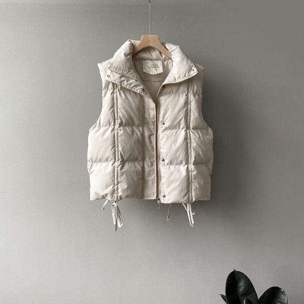 

2021 women vest coat stand collar winter women thick cotton warm oversized vest chaleco mujer gilet casaco feminino, Black;white