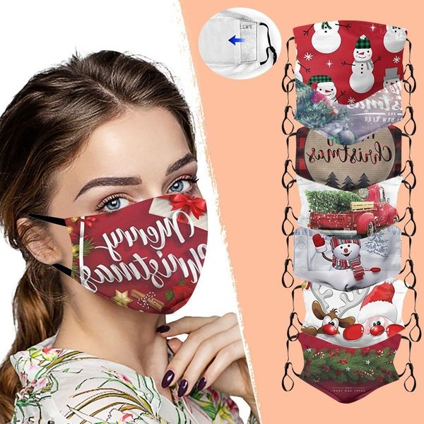 

christmas xmas adults filter washable mask prints outdoor festival decor dustproof cover mouth face masks fashion masque#20