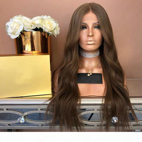 

360 lace frontal wig brown natural wave lace front human hair wig middle part glueless brazilian remy preplucked with baby hair around, Black