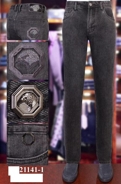 

jeans cowhide winter thick men 2020 new cotton fashion zipper embroidery big size 31-40 ng, Blue