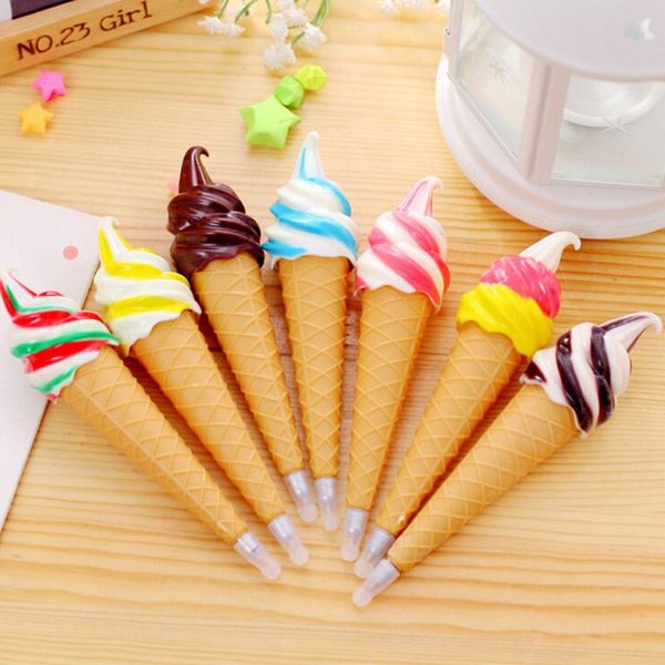 

1pc creative ice cream pen kawaii ball pen caneta material escolar stationery ballpoint pens office school supplies gift, Blue;orange